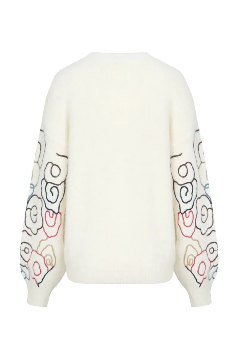 CS The Label Wings Knit Pullover Wool WhiteColor Mix, gebreide wollen trui in WhiteColor Mix
